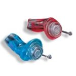red and blue earplugs for musicians