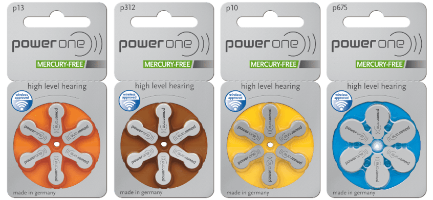4 types of power one hearing aid batters
