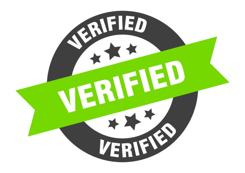 verified black-green round ribbon sticker